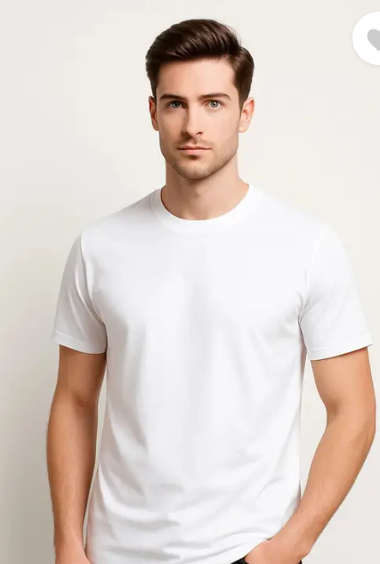 Men Solid Round Neck Polyester White T-Shirt